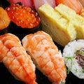 Japanese delicious sushi in the lunch box set Royalty Free Stock Photo