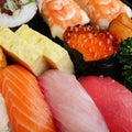Japanese delicious sushi in the lunch box set Royalty Free Stock Photo