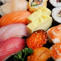 Japanese delicious sushi in the lunch box set Royalty Free Stock Photo