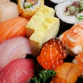 Japanese delicious sushi in the lunch box set Royalty Free Stock Photo