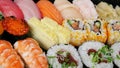 Japanese delicious sushi in the lunch box set Royalty Free Stock Photo