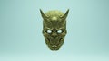 Japanese Demon Mask Gold Shiny Bronze Old Brass Traditional Theatre DOF Depth Of Field