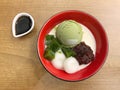 Japanese dessert. Mochi green tea ice cream Royalty Free Stock Photo