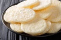 Japanese dessert rice cakes with sugar close-up on a plate. horizontal Royalty Free Stock Photo