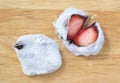 Japanese Dessert of Strawberry Mochi or Ichigo Daifuku Royalty Free Stock Photo