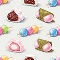 Japanese Desserts and Sweets Pattern Royalty Free Stock Photo