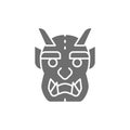 Japanese devil mask grey icon. Isolated on white background