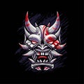 Japanese Devil Oni Mask Illustration