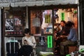 Japanese of different ages smoking hookah. Shisha Bar near Asakusa Station Royalty Free Stock Photo