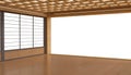 Japanese display Room Art and wooden flooring and light on isolate background