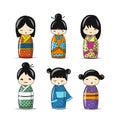 Japanese dolls collection, sketch for your design