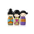 Japanese dolls, sketch for your design