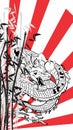 Japanese dragon background sticker in vector format Royalty Free Stock Photo