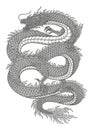 Japanese dragon vector vintage engraving drawing style illustration Royalty Free Stock Photo