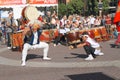 Japanese Drum Performance with Cymbal Dance Royalty Free Stock Photo