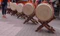 Japanese drums arrangement Royalty Free Stock Photo