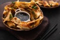 Japanese dumplings snack or side dish called Gyoza or Jiaozi in