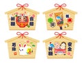 Japanese Ema.It`s a wooden plaques that people write their prayers or wishes on Royalty Free Stock Photo