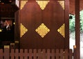 Japanese entrance wooden door gold details and patterns