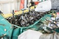 Disassembling the cylinder head to overhaul the engine Royalty Free Stock Photo