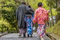 Japanese family walking in Kyoto Kiyomizu dera Temple park, Japan