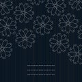 Japanese fancywork. Sashiko card. Sakura flowers. Royalty Free Stock Photo