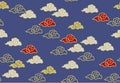 Japanese Fantasy Cloud Vector Seamless Pattern