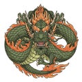 Japanese fantasy dragon colorful logotype