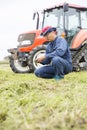 Tractor and Japanese farmer Royalty Free Stock Photo