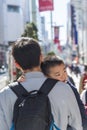 Japanese father carrying son Ginza Tokyo