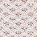 Japanese Feather Circle Wave Vector Seamless Pattern