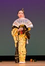 Japanese festival dancer in kimono onstage Royalty Free Stock Photo