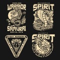 Japanese fight academy vintage emblems Royalty Free Stock Photo