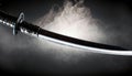 Japanese fighting sword on a black