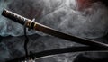 Japanese fighting sword on a black