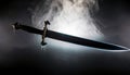 Japanese fighting sword on a black