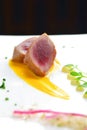 Japanese fine dining, Seared tuna steak called Sashimi Royalty Free Stock Photo