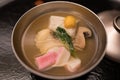 Japanese fish soup for Kaiseki cuisine Royalty Free Stock Photo