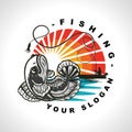 Japanese fishing style badge logo