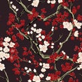 japanese floral seamless pattern with cherry blossom in bight color