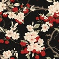 japanese floral seamless pattern with cherry blossom in bight color