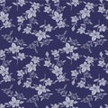 Japanese Flower Branch Fall Vector Seamless Pattern Royalty Free Stock Photo