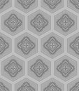 Japanese Flower Motif Hexagon Vector Seamless Pattern