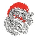 Japanese flying dragon colorful sticker