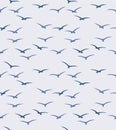 Japanese Flying Seagull Vector Seamless Pattern