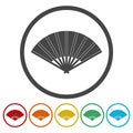 Japanese Folding Fan icon set - Illustration Royalty Free Stock Photo