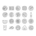japanese food asian meal icons set vector