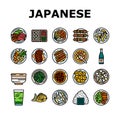 japanese food asian meal icons set vector Royalty Free Stock Photo