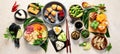 Japanese food assortment on light background Royalty Free Stock Photo