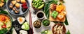 Japanese food assortment on light background Royalty Free Stock Photo